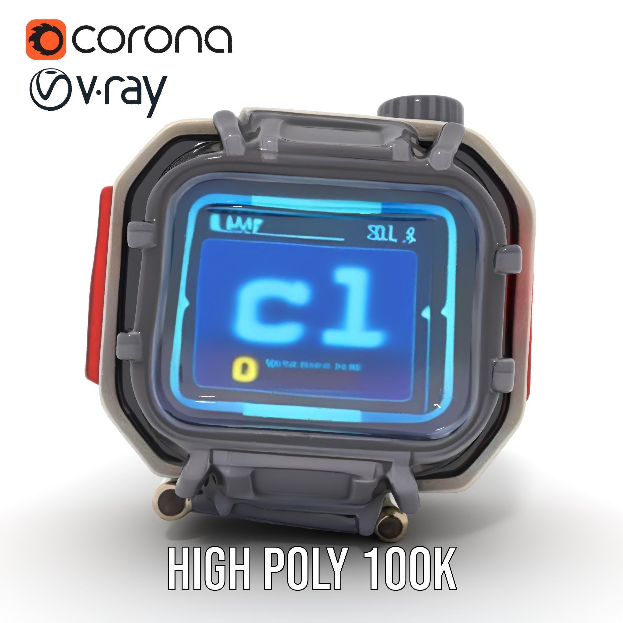 Futuristic Digital Watch Model Pack Low-poly 3D model_22