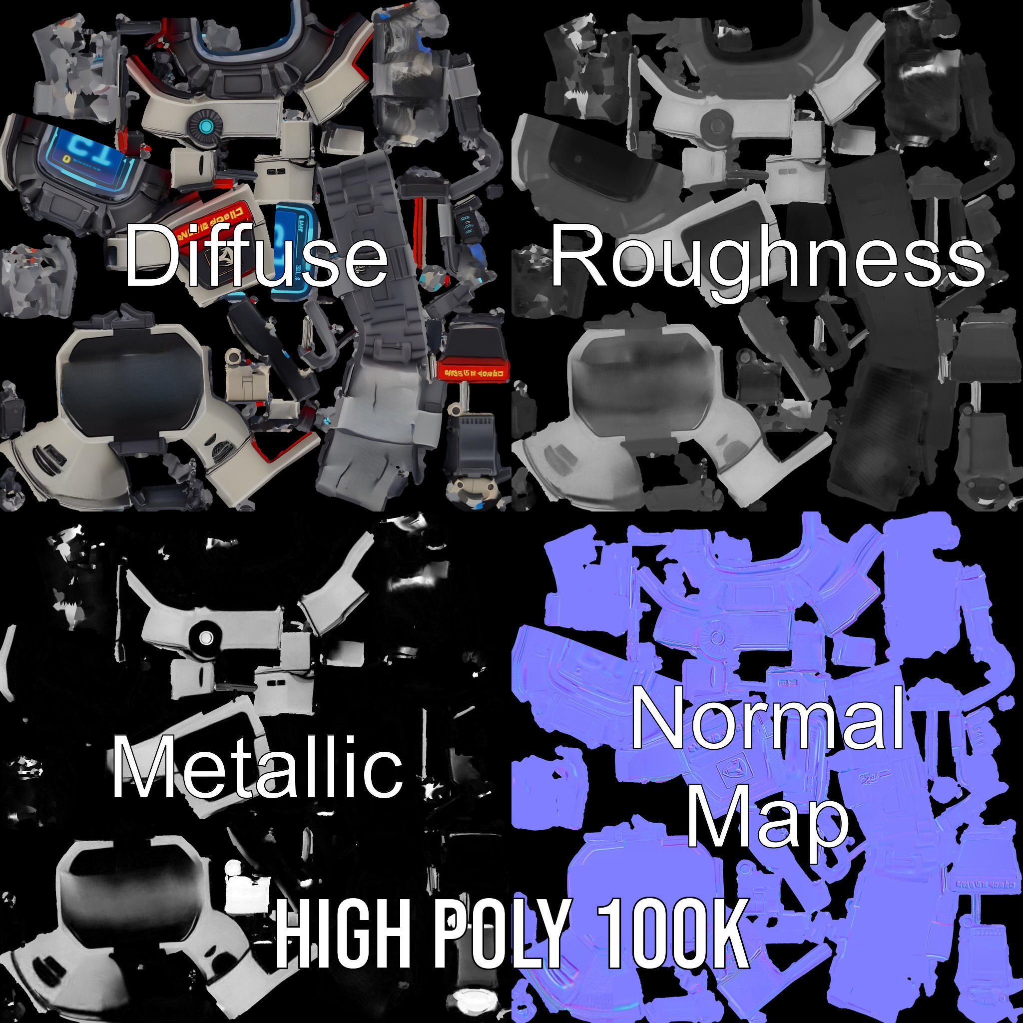 Futuristic Digital Watch Model Pack Low-poly 3D model_4