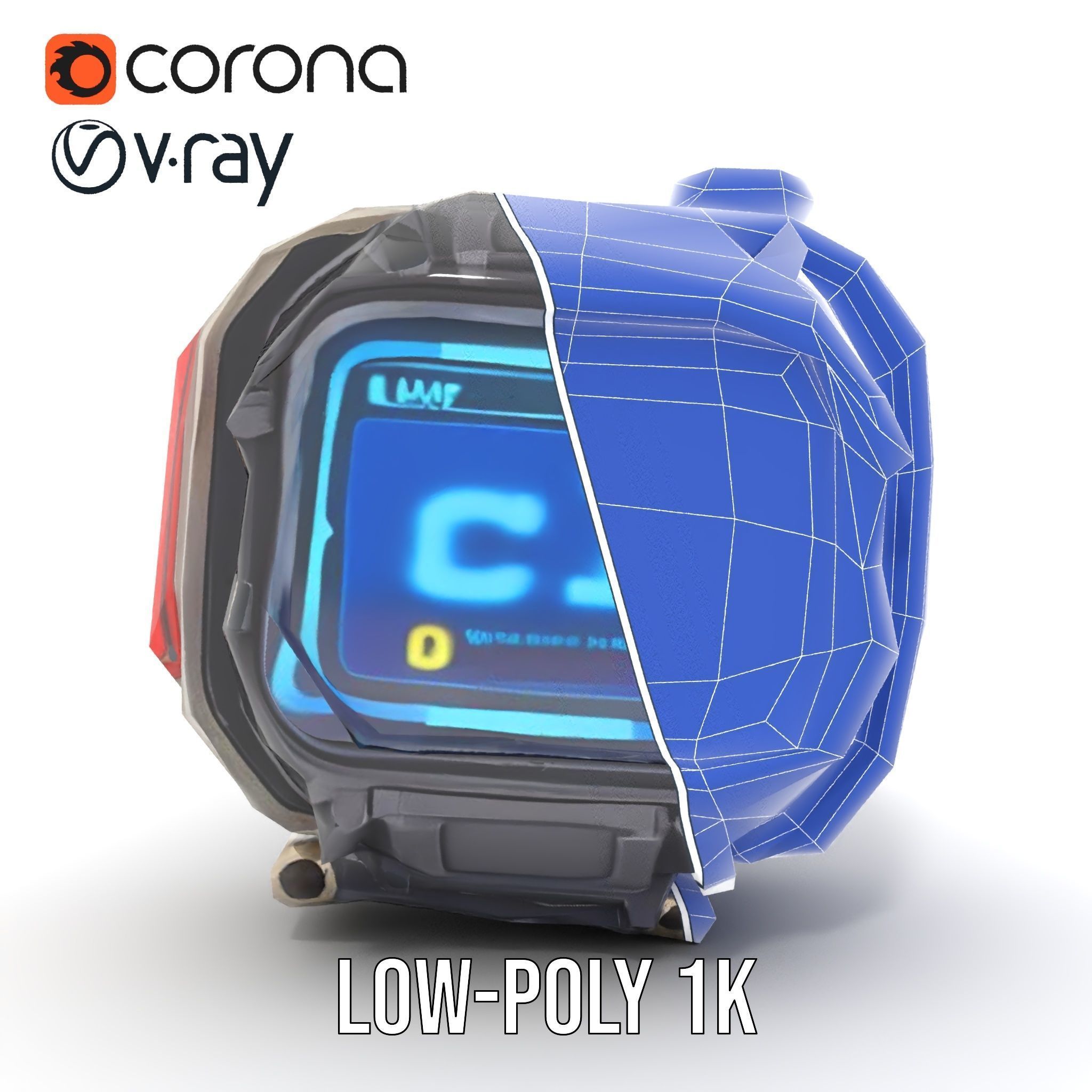 Futuristic Digital Watch Model Pack Low-poly 3D model_32