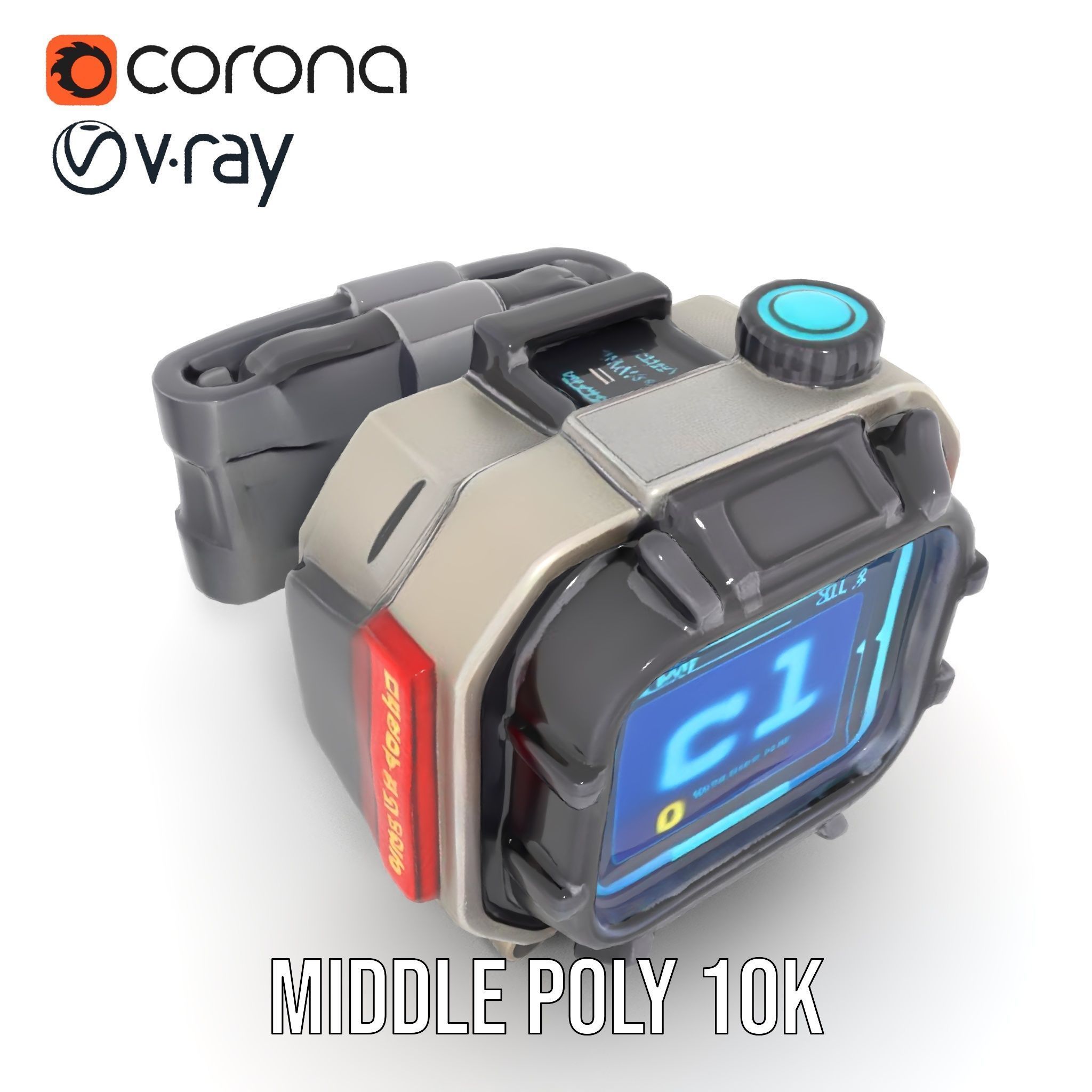 Futuristic Digital Watch Model Pack Low-poly 3D model_7