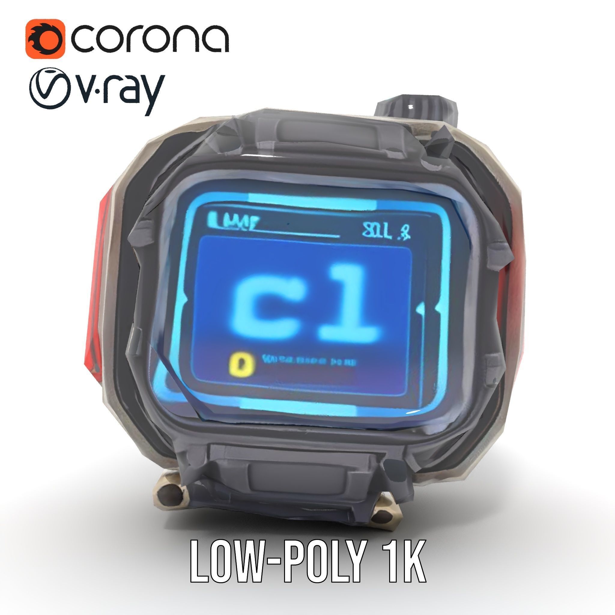 Futuristic Digital Watch Model Pack Low-poly 3D model_18