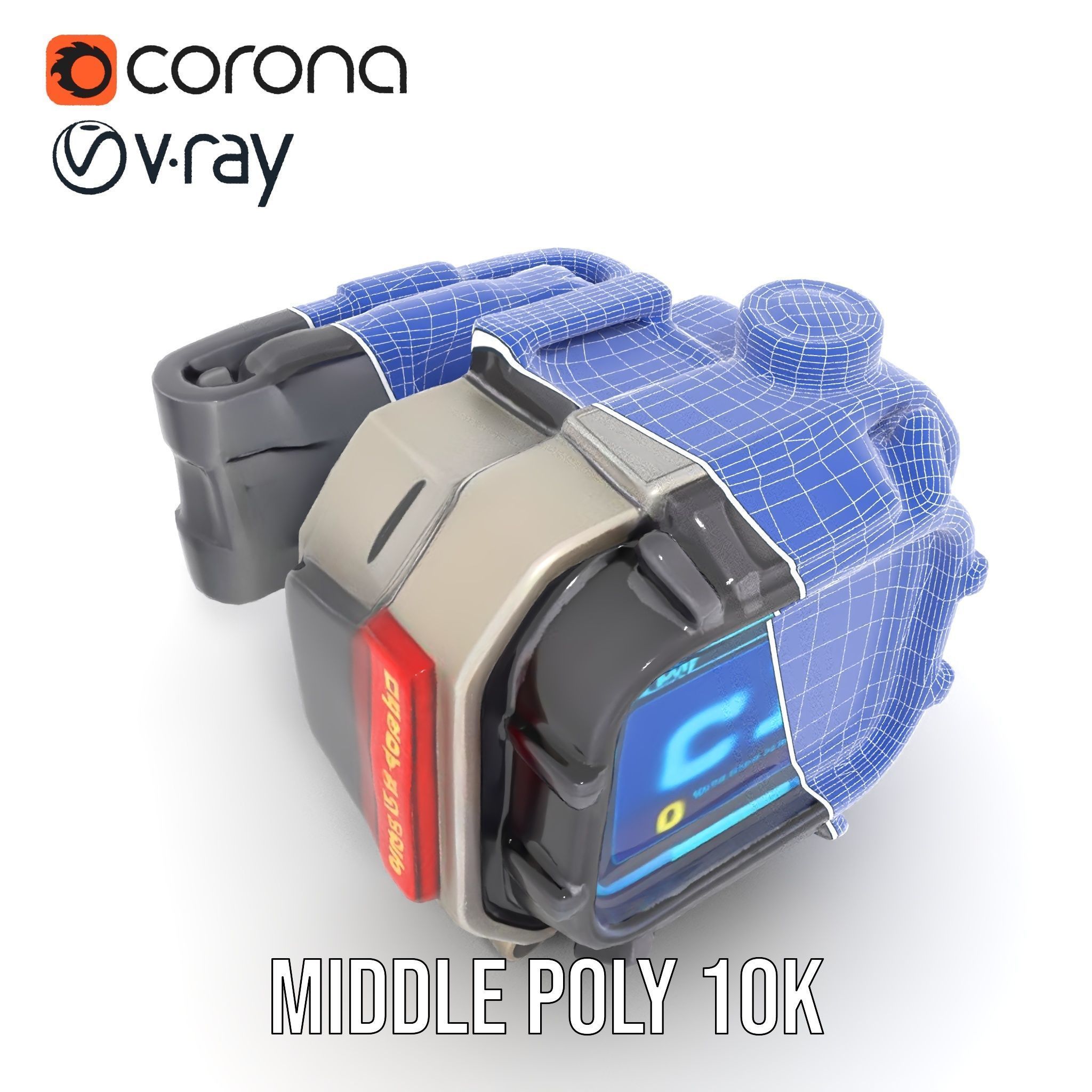 Futuristic Digital Watch Model Pack Low-poly 3D model_26