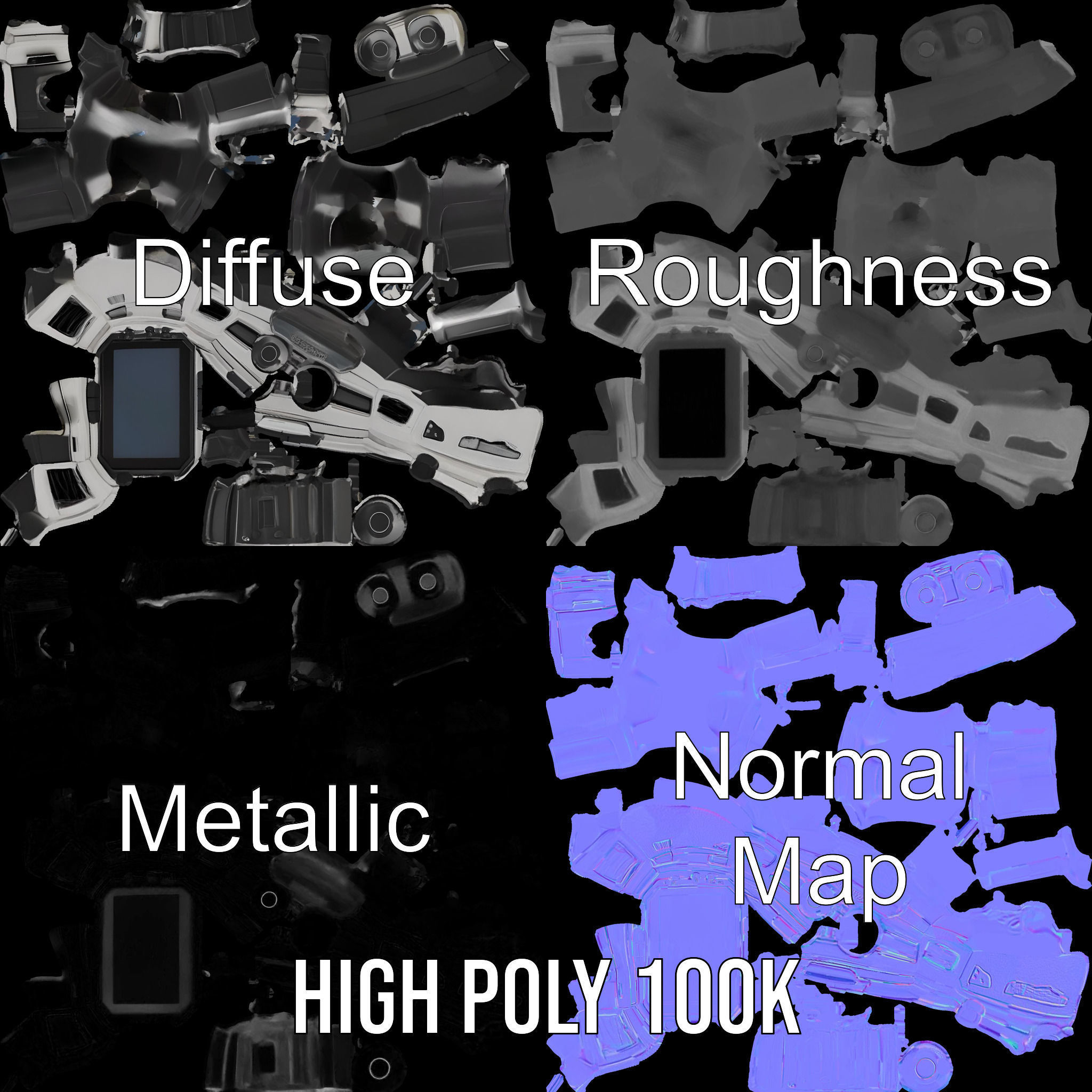 Futuristic Digital Watch model pack Low-poly 3D model_4