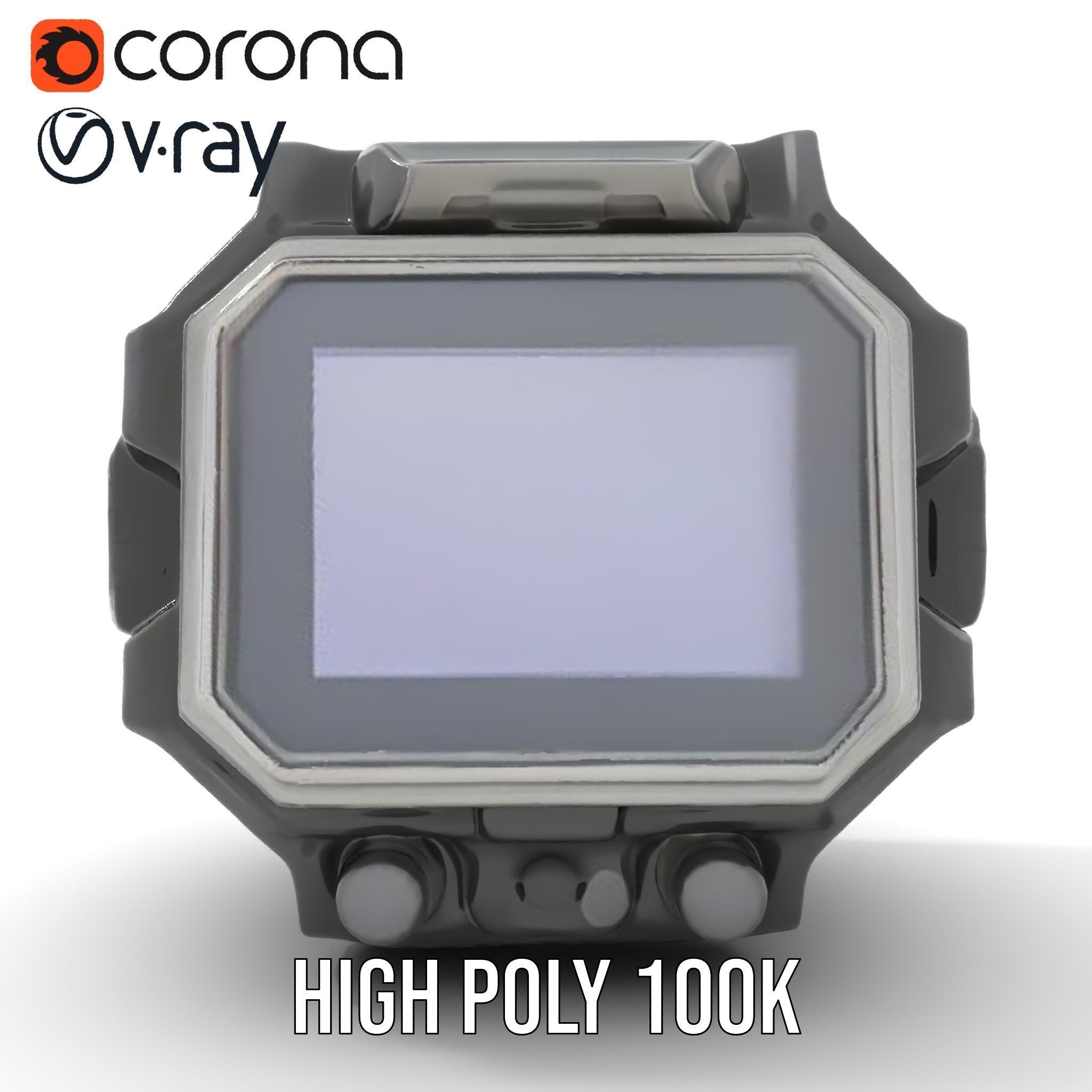 Futuristic Wristwatch Gadget Model Pack with Screen and Controls Low-poly 3D model_27