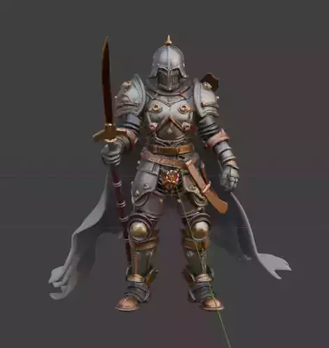 Armored Medieval Warrior -Realistic 3D Model with Sword and Cape