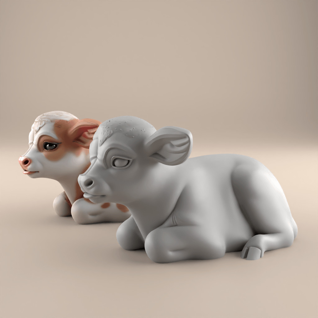 Adorable Baby Cow 3D Model STL 3D print model_2