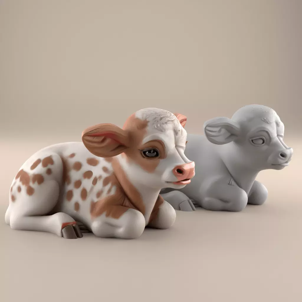 Adorable Baby Cow 3D Model STL 3D print model_0