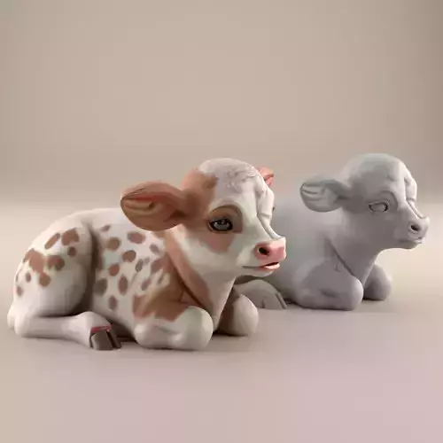 Adorable Baby Cow 3D Model STL