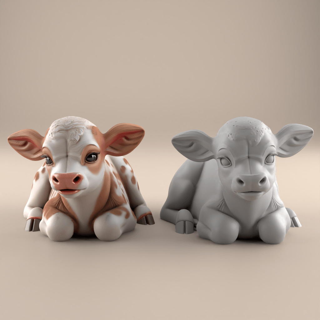 Adorable Baby Cow 3D Model STL 3D print model_1