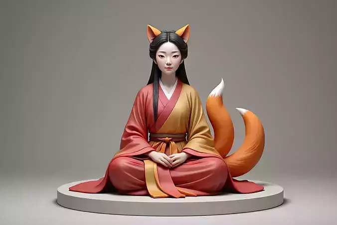 1504COLORFUL  Fox Spirit Woman in Pu Song Ling Style