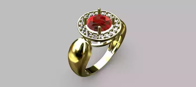 Graduation Ring with 7mm Round Gemstone 3D print model