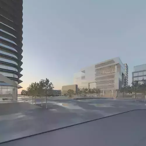 Business City Block with Simple Interior