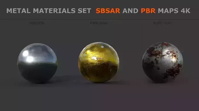 METAL MATERIALS SET SBSRAR AND PBR MAPS 4K