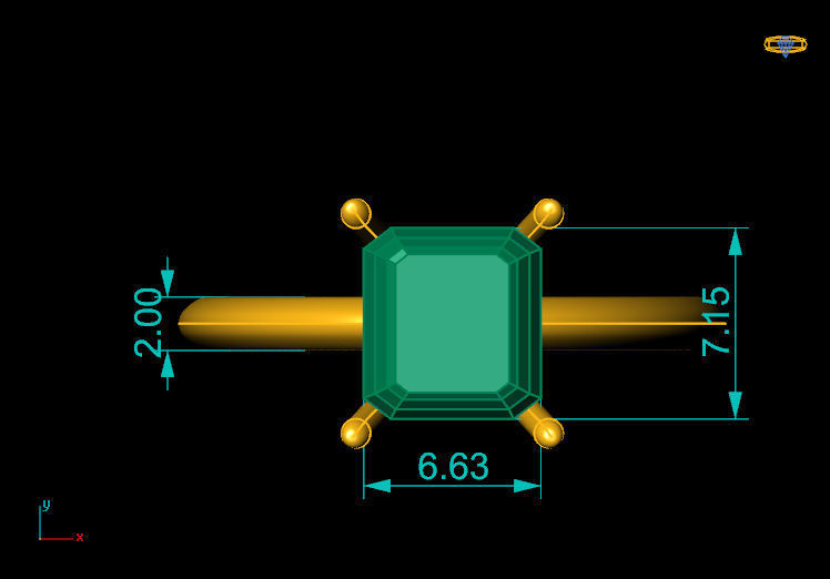 EmeraldCut Solitaire Ring 3D print model_4