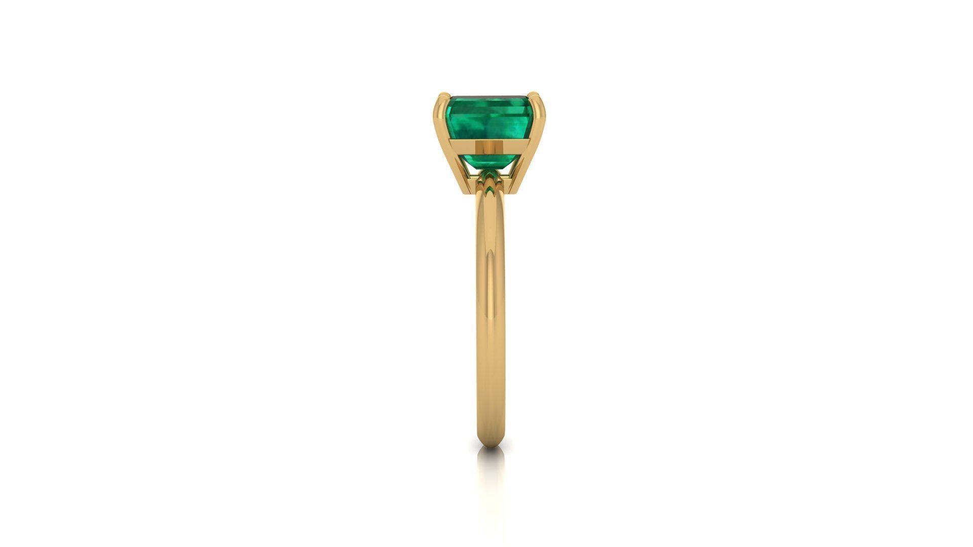 EmeraldCut Solitaire Ring 3D print model_3