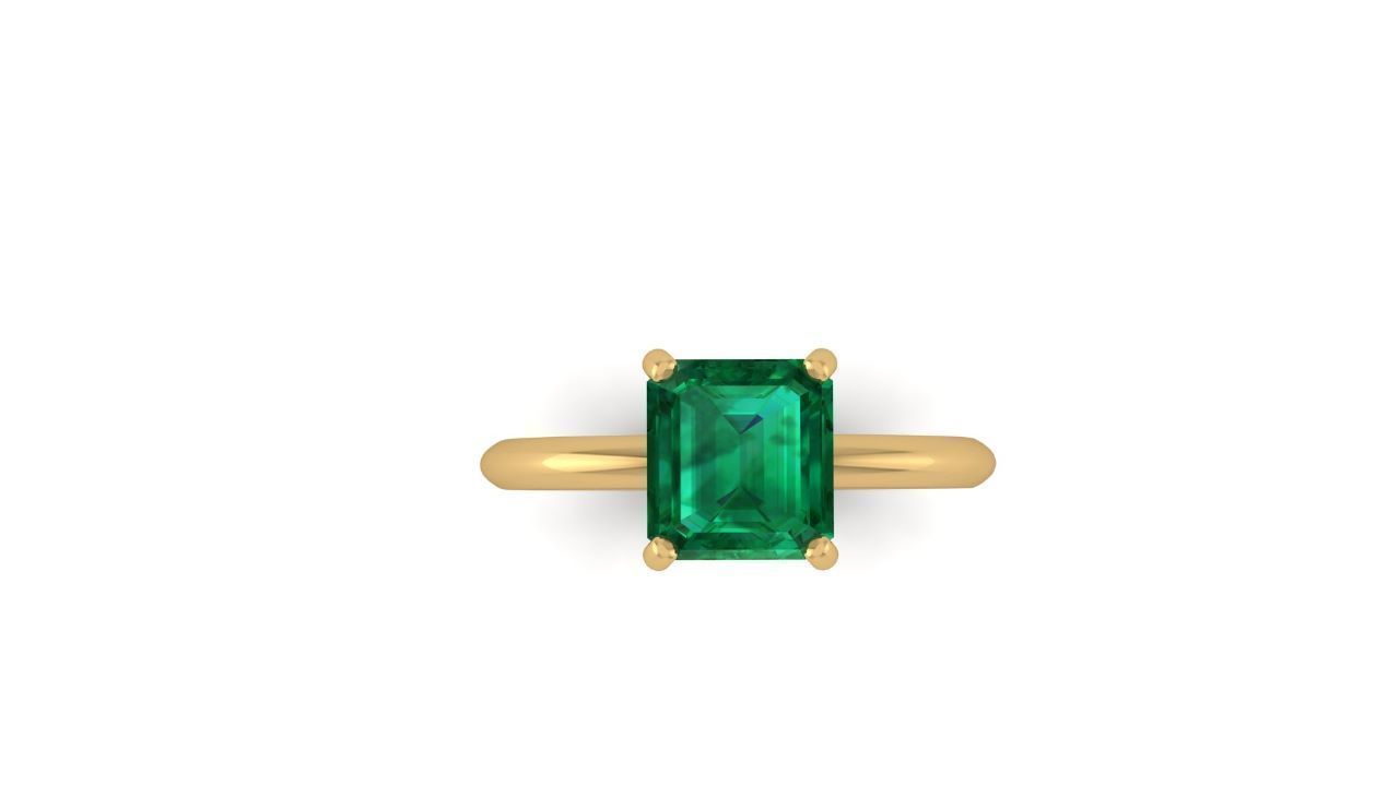 EmeraldCut Solitaire Ring 3D print model_1