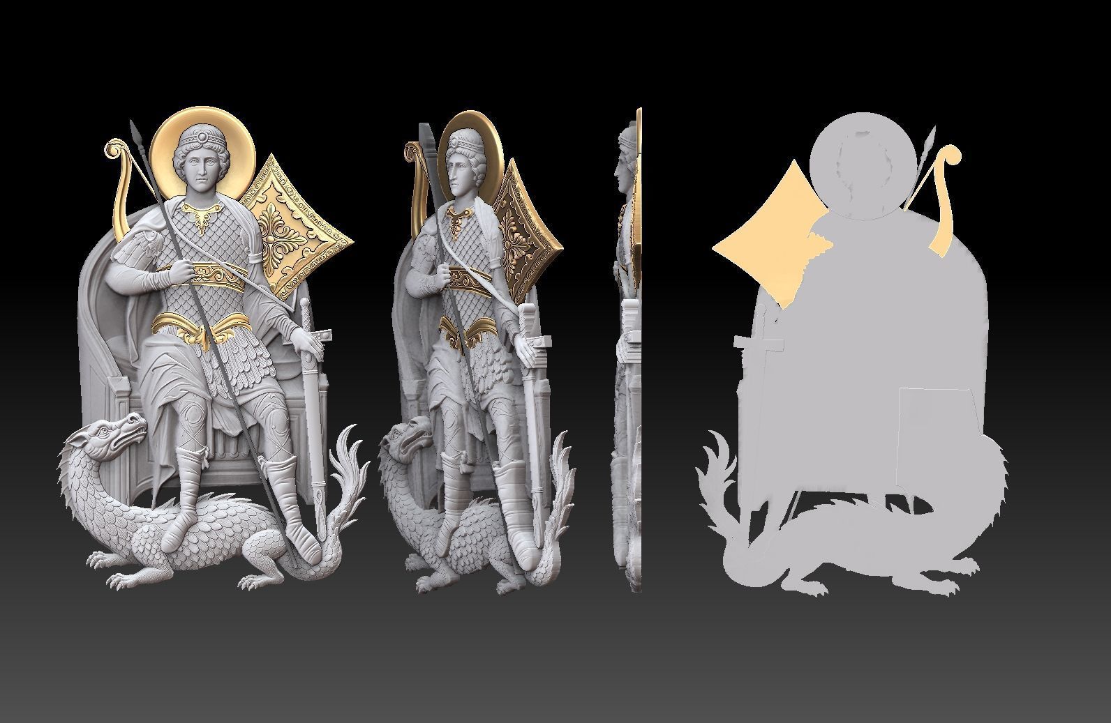 Saint George on Throne   3D print model_3