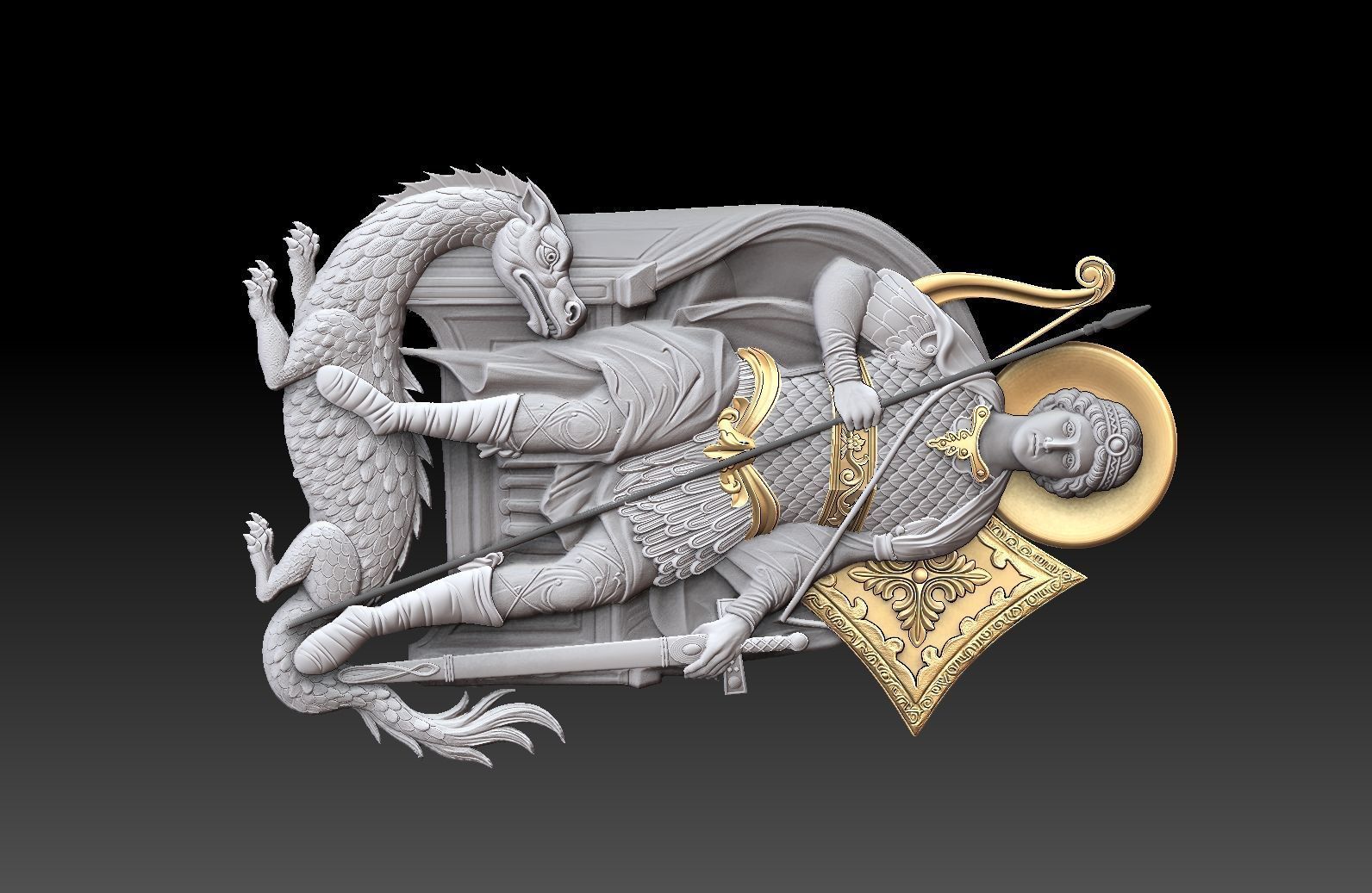 Saint George on Throne   3D print model_1