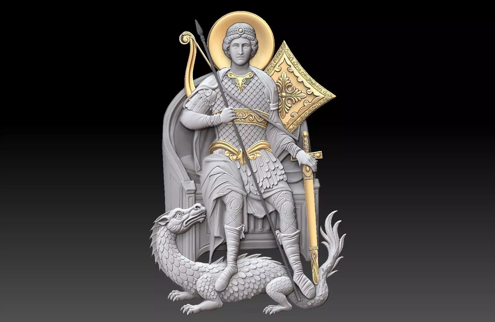 Saint George on Throne   3D print model_0