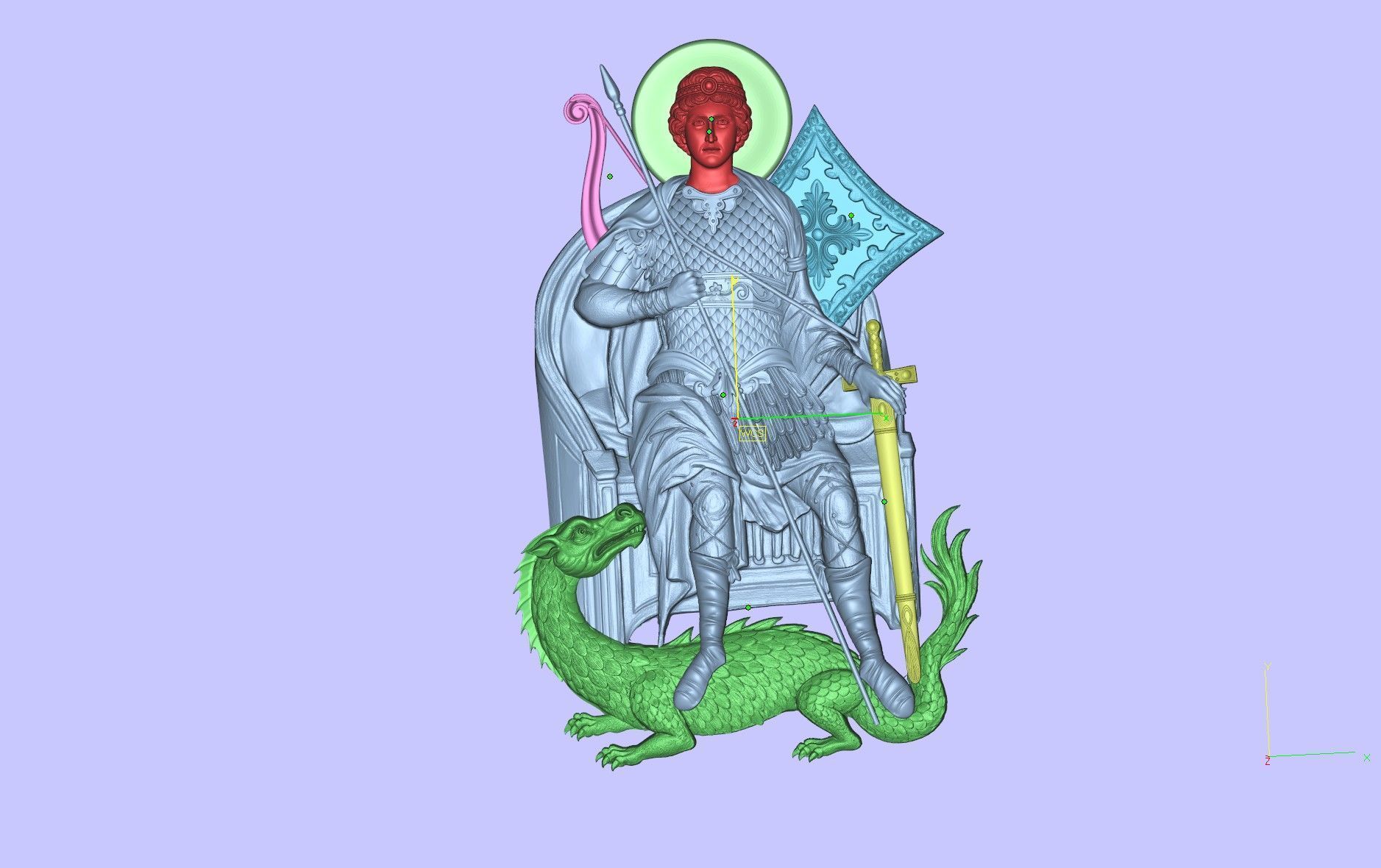Saint George on Throne   3D print model_4