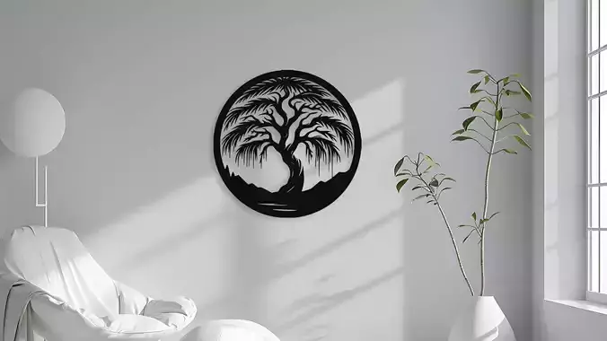 Elegant Willow Tree Wall Decor Art