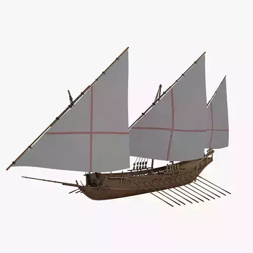 Historical Galliot Ship - Fully Rigged PBR