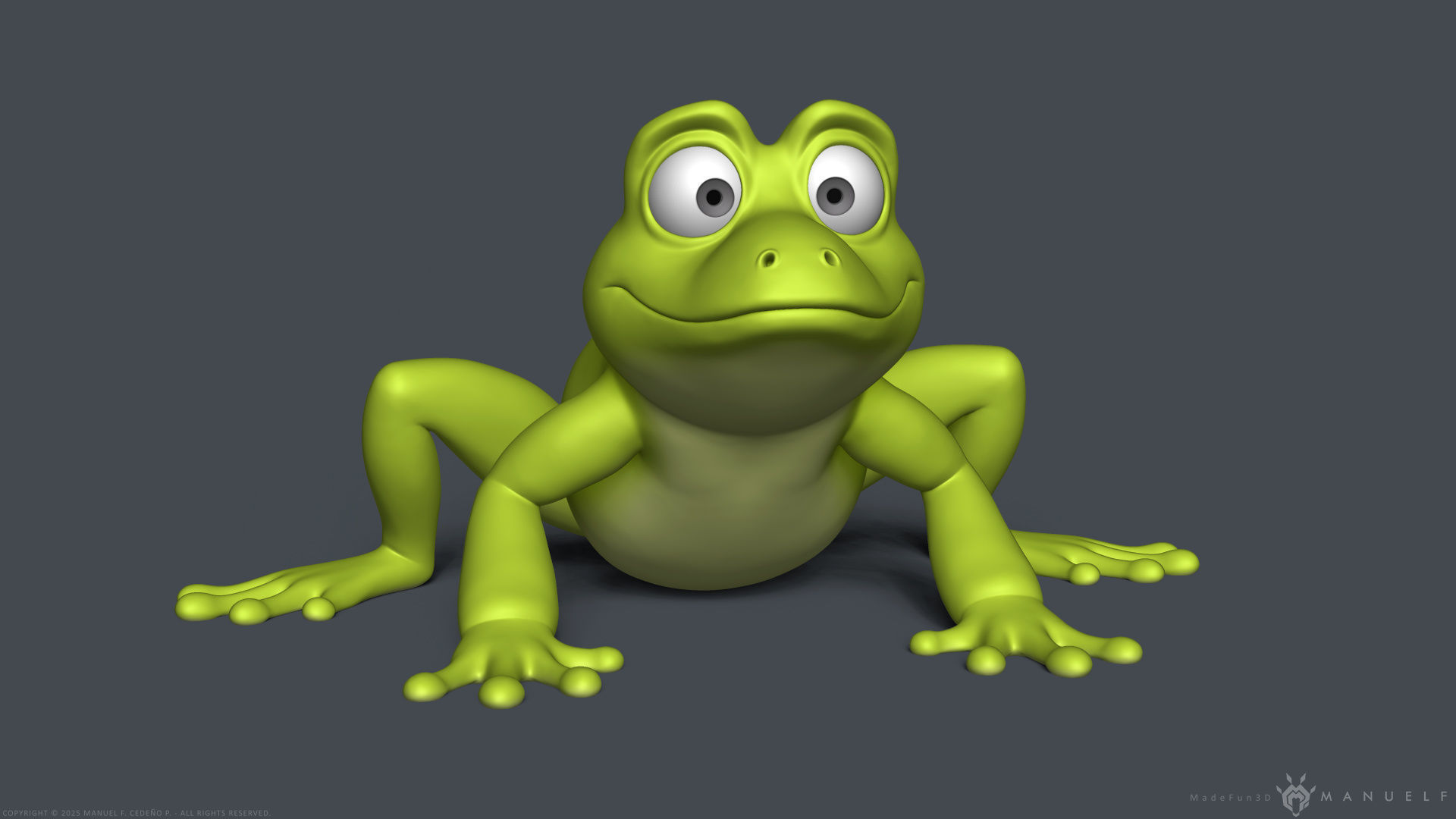 Stylized Cartoon Frog 3D model_2