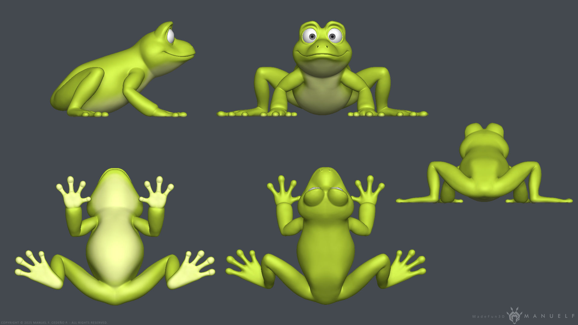 Stylized Cartoon Frog 3D model_6