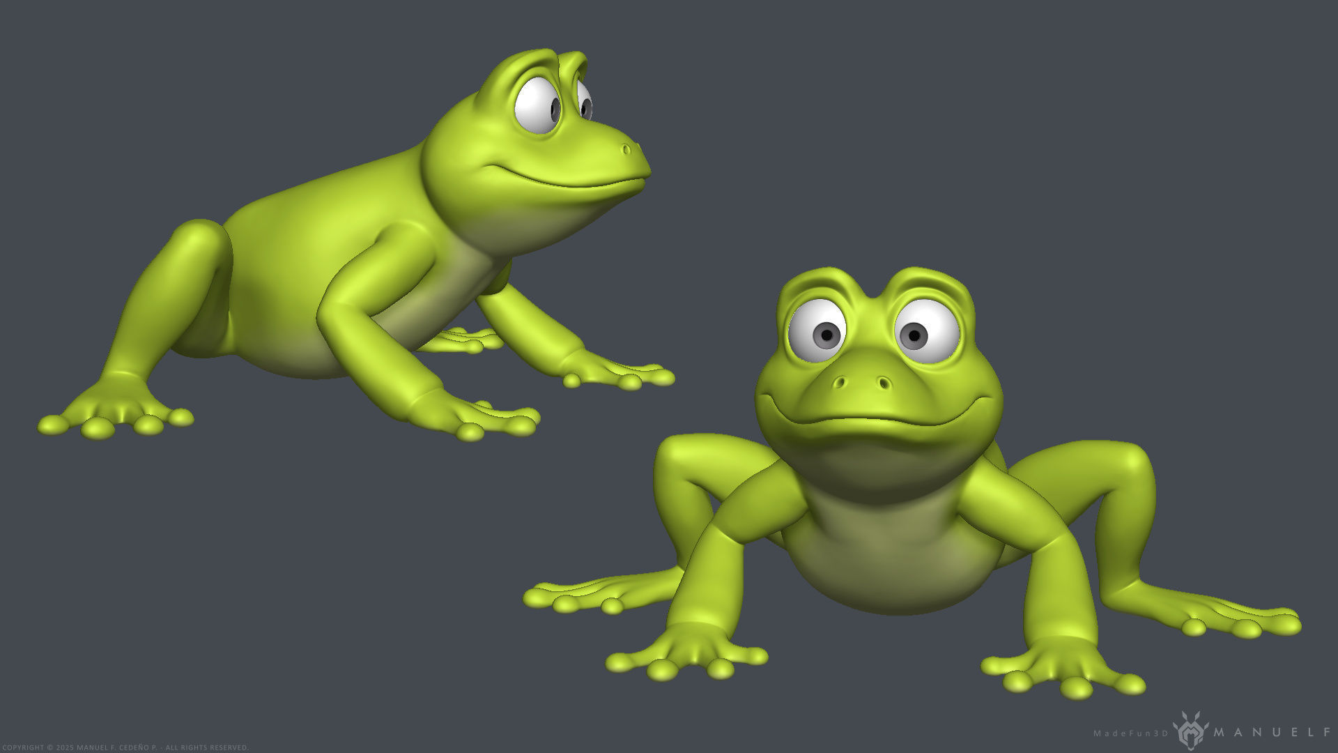 Stylized Cartoon Frog 3D model_3