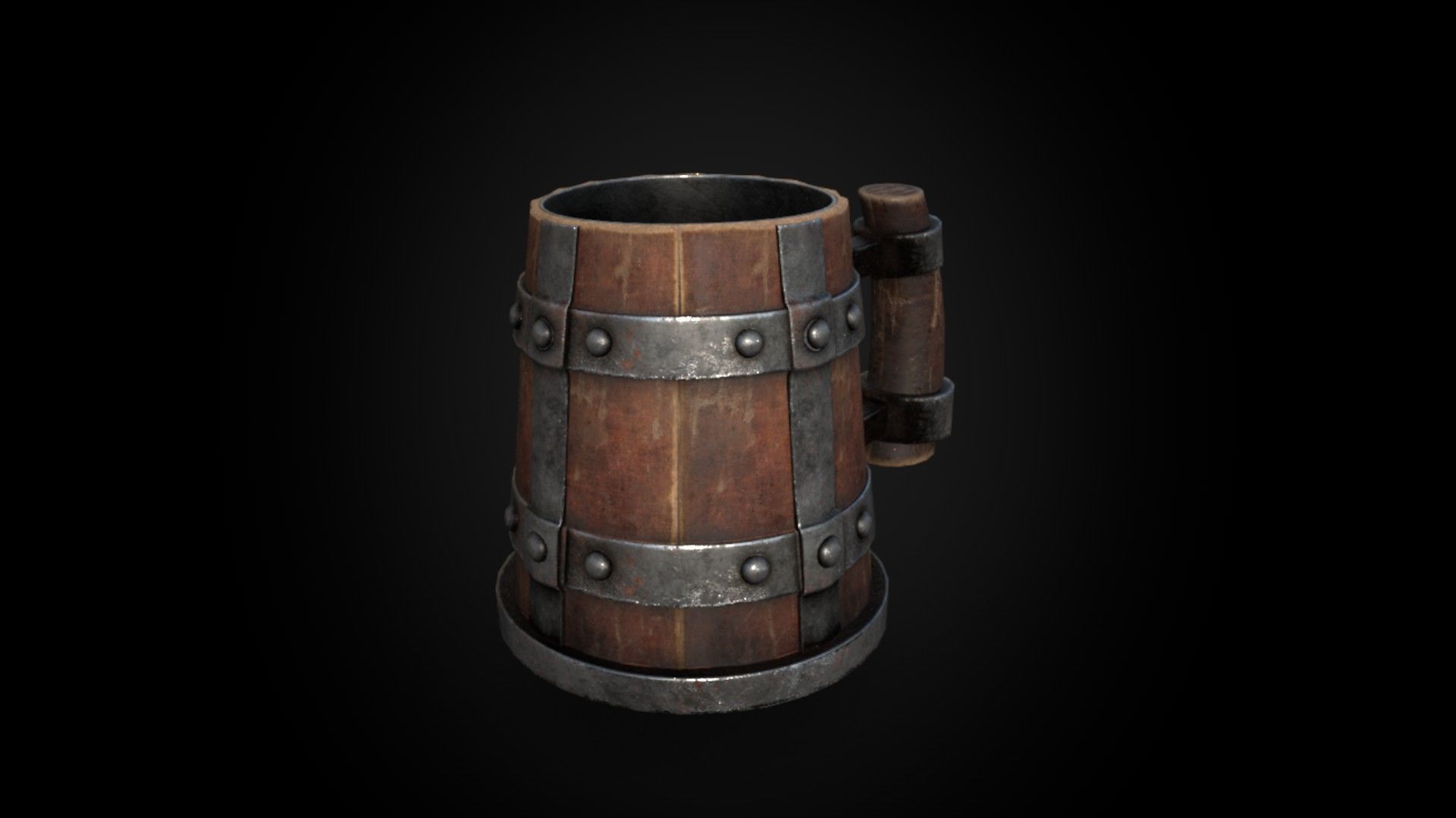 Medieval Wooden Beer Mug - Game Ready 3D Model Low-poly 3D model_7