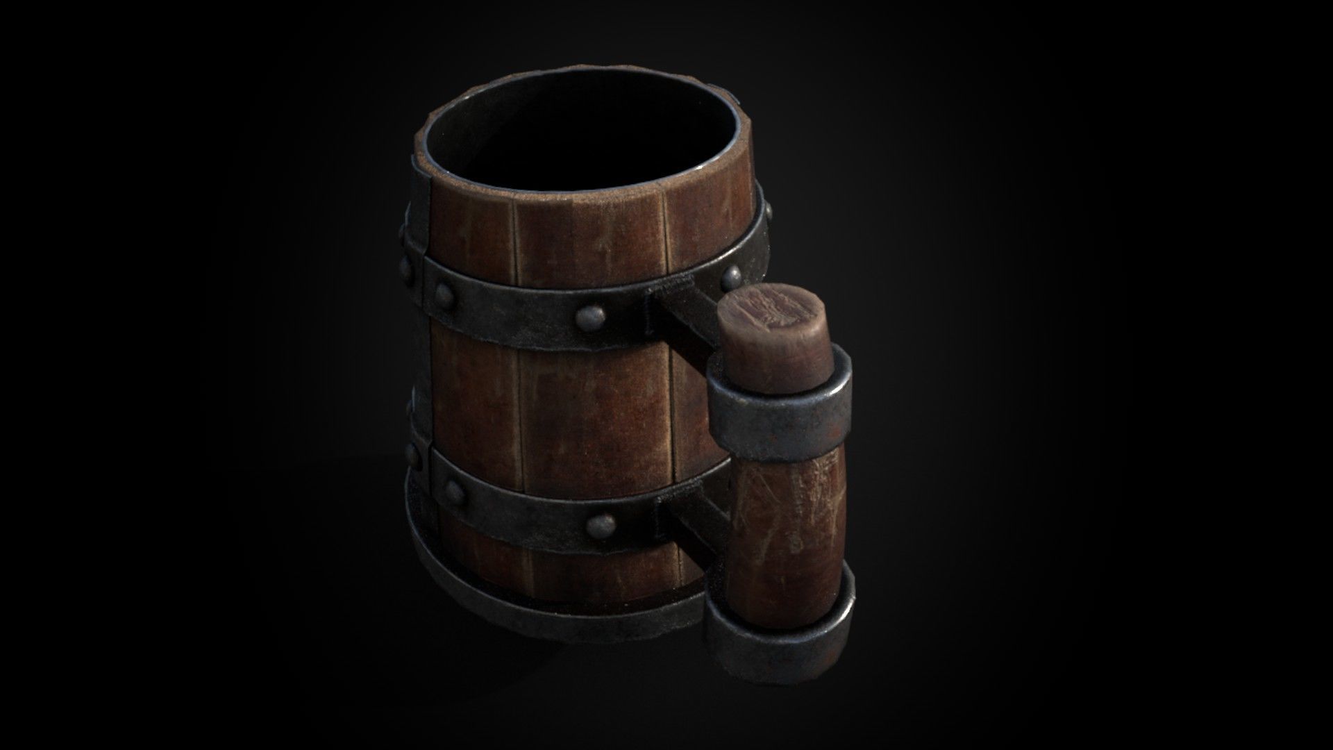Medieval Wooden Beer Mug - Game Ready 3D Model Low-poly 3D model_11