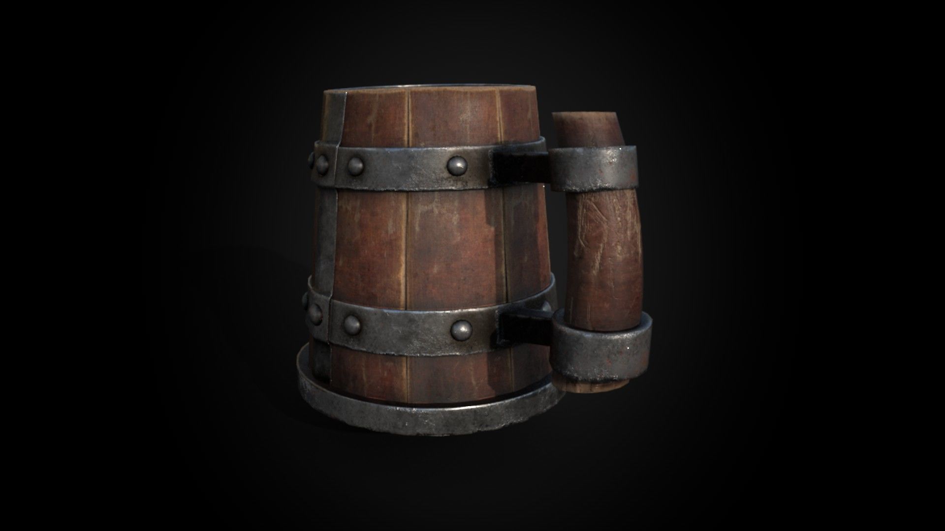 Medieval Wooden Beer Mug - Game Ready 3D Model Low-poly 3D model_4