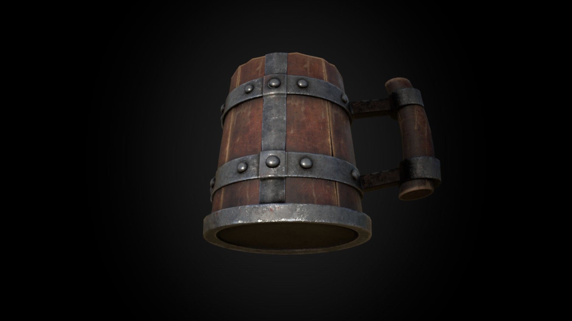 Medieval Wooden Beer Mug - Game Ready 3D Model Low-poly 3D model_9