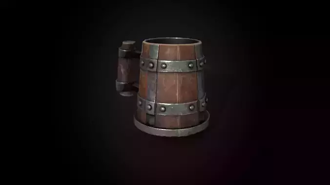 Medieval Wooden Beer Mug - Game Ready 3D Model