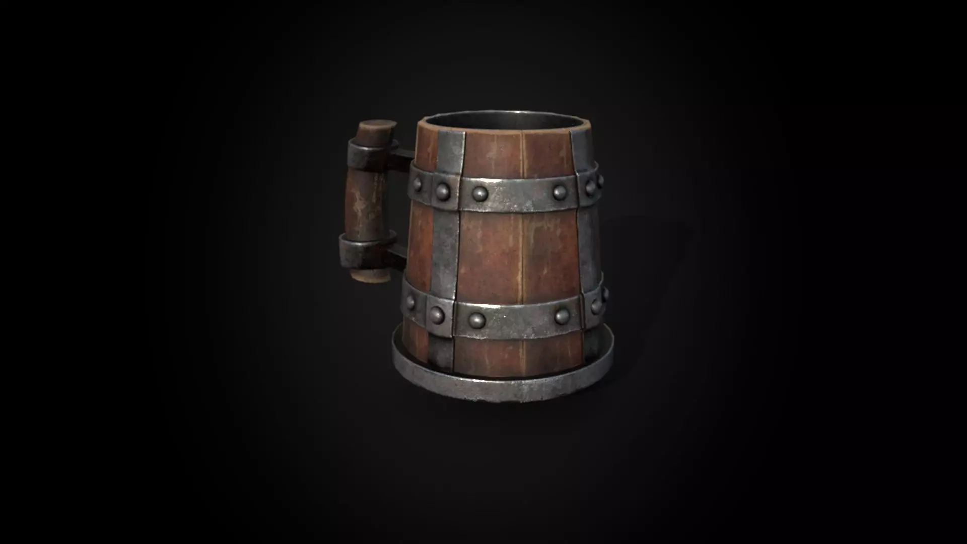 Medieval Wooden Beer Mug - Game Ready 3D Model Low-poly 3D model_0