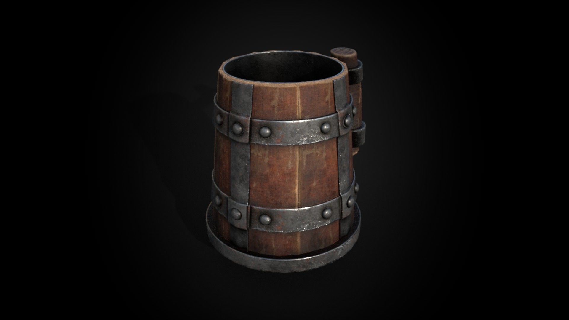 Medieval Wooden Beer Mug - Game Ready 3D Model Low-poly 3D model_8