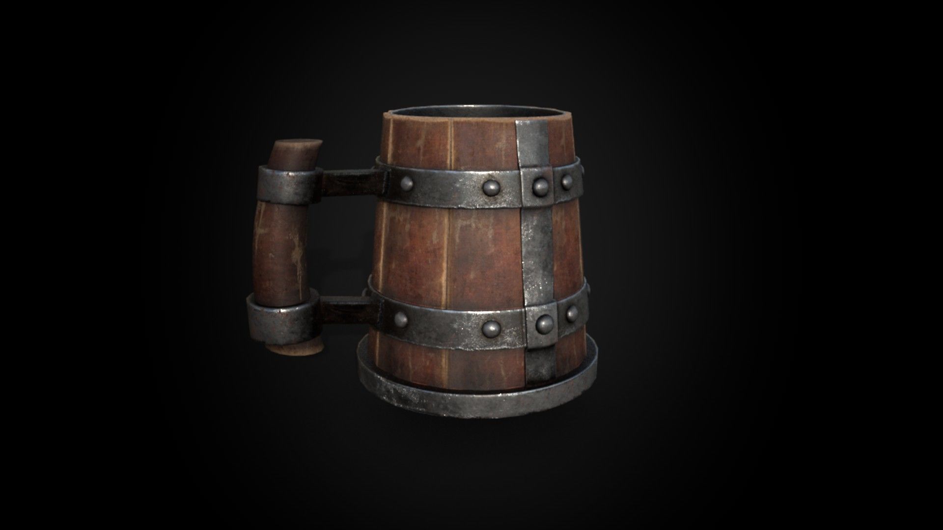 Medieval Wooden Beer Mug - Game Ready 3D Model Low-poly 3D model_10