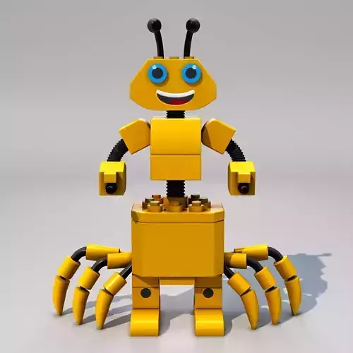 LEGO-Inspired Robot Ant Character  Stylized 3D Model  Game-Ready