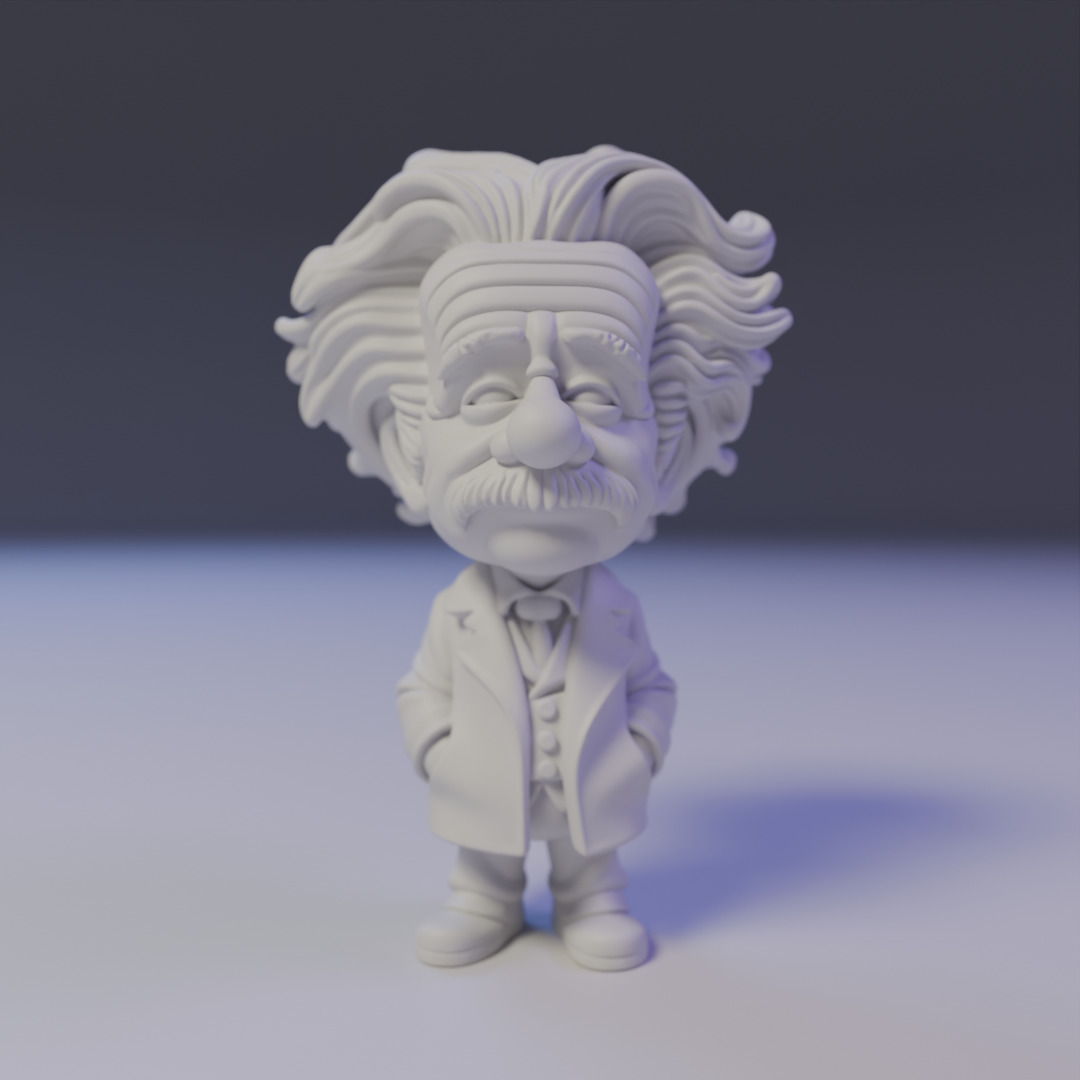 Albert Einstein chibi 3D print model_16