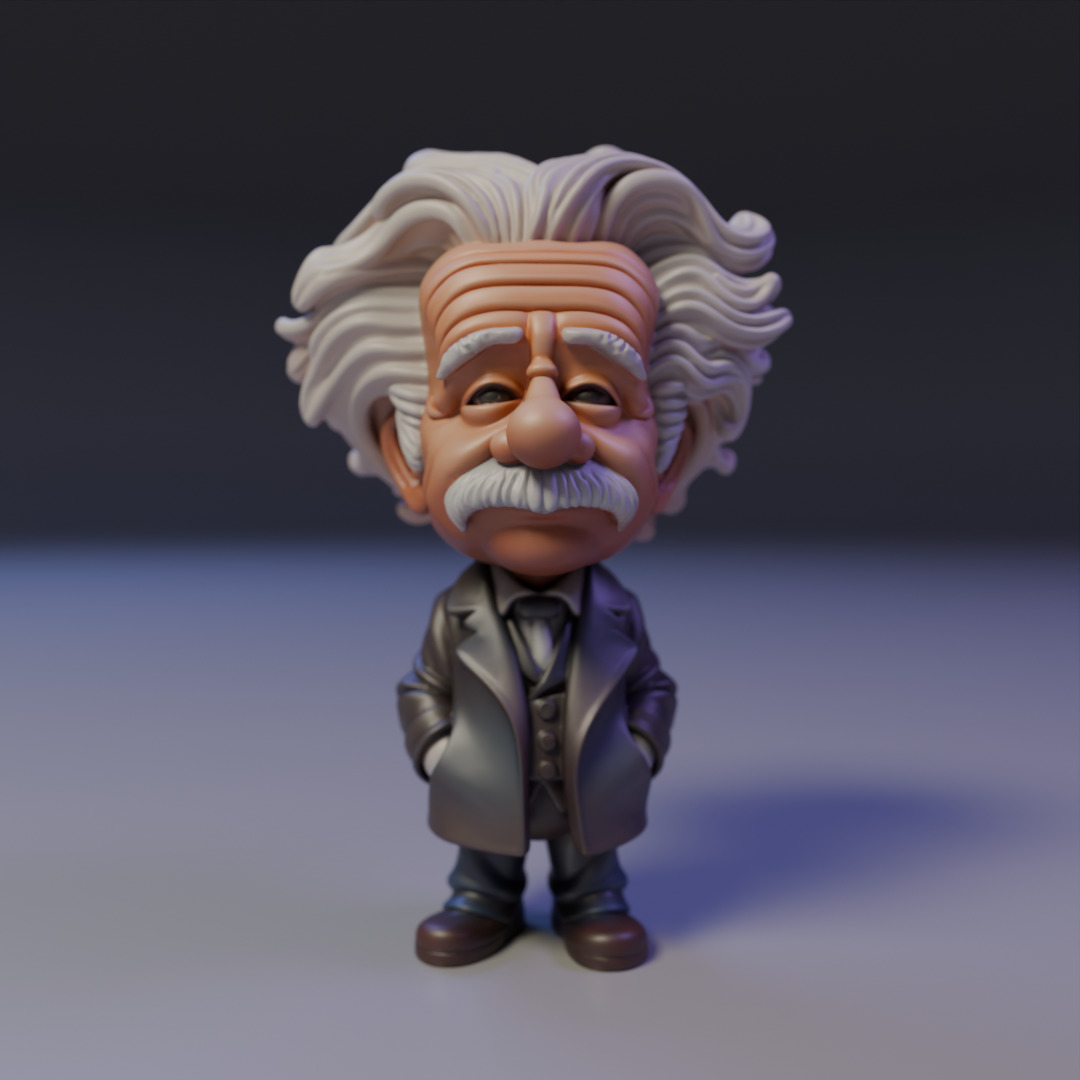 Albert Einstein chibi 3D print model_15