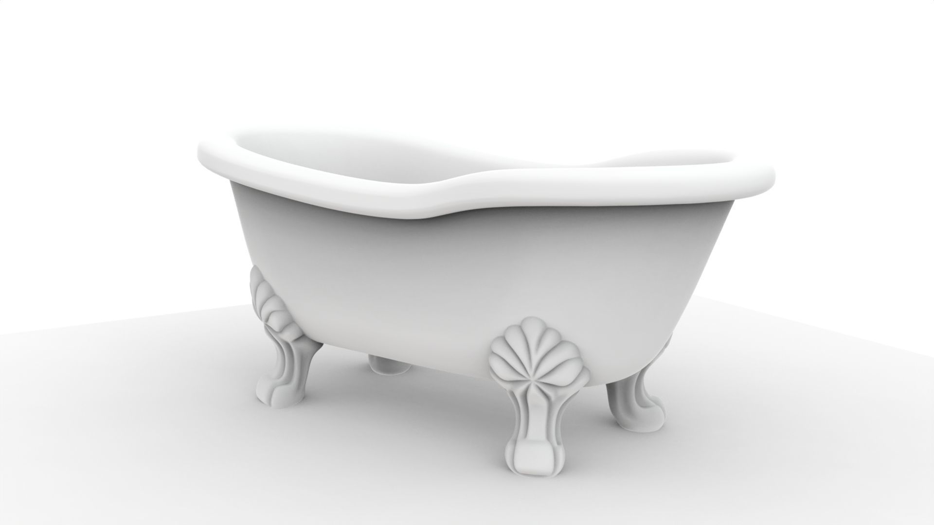 Clawfoot Bathtub 3D Model Vintage Bathroom Fixture 3D print model_2