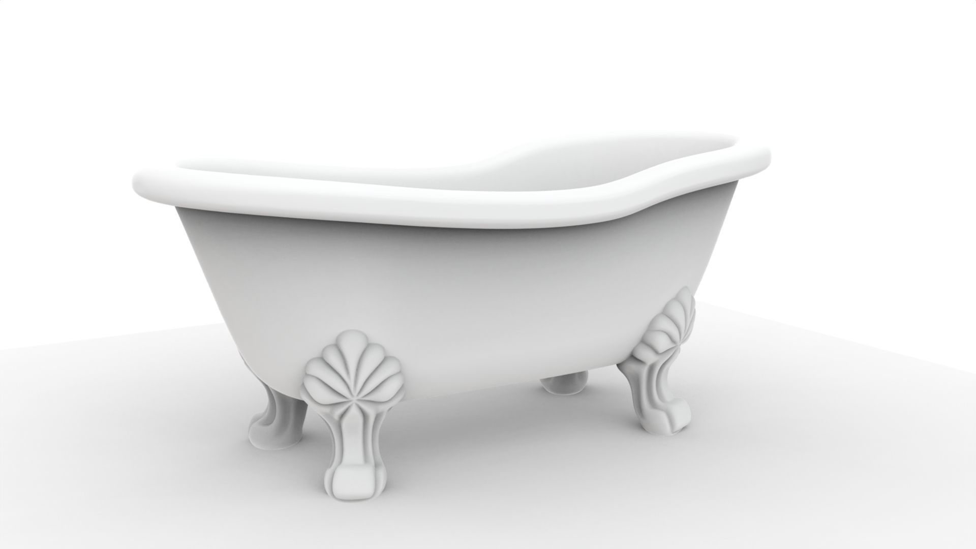 Clawfoot Bathtub 3D Model Vintage Bathroom Fixture 3D print model_11