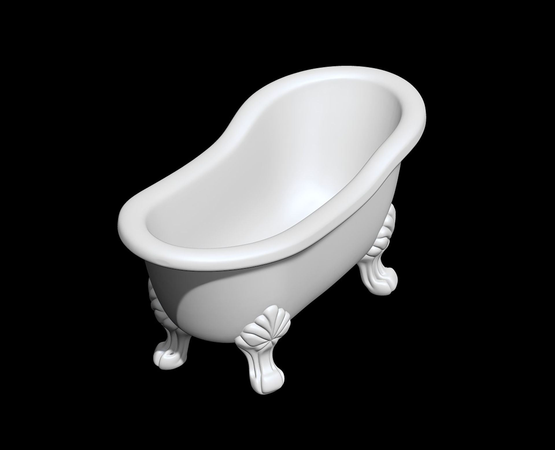 Clawfoot Bathtub 3D Model Vintage Bathroom Fixture 3D print model_15