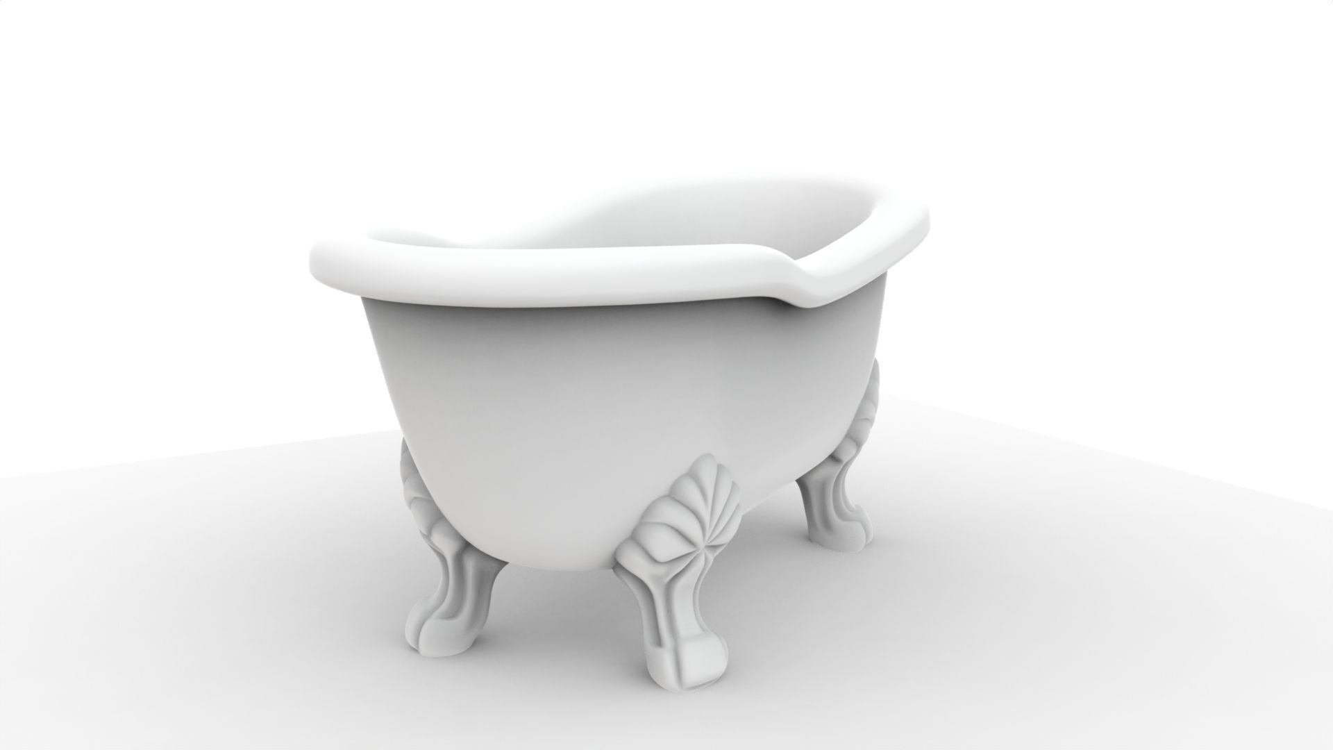 Clawfoot Bathtub 3D Model Vintage Bathroom Fixture 3D print model_3