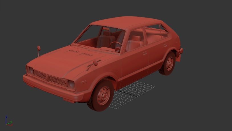 H Civic Mk1 4door 1976 3D print model_1