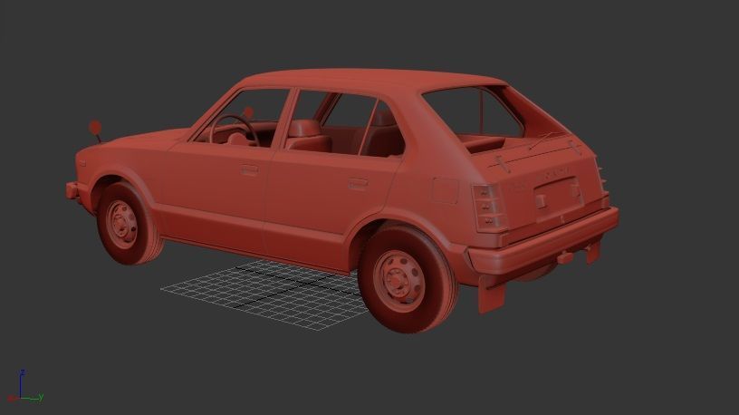 H Civic Mk1 4door 1976 3D print model_2