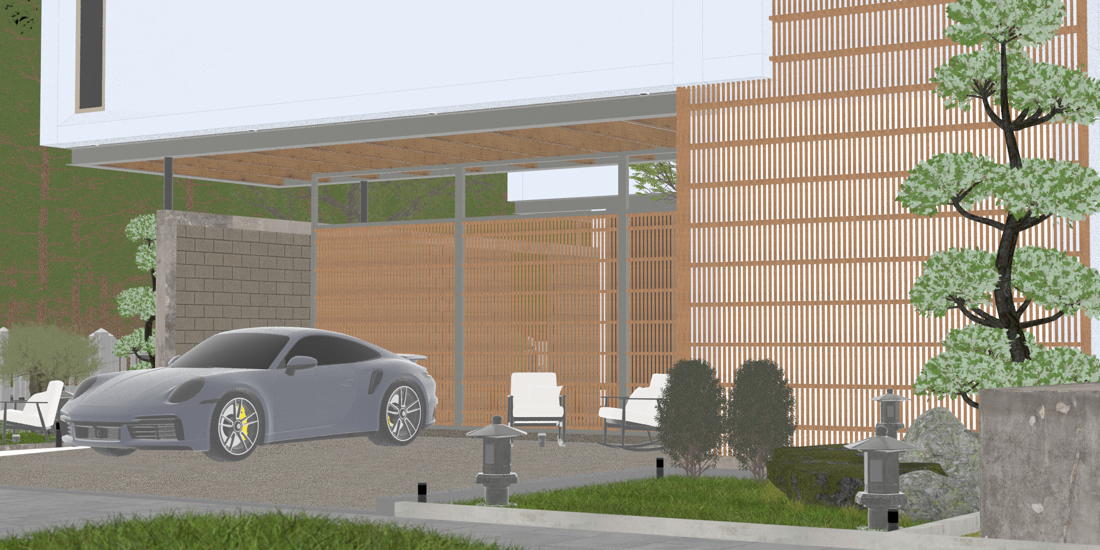 Floating Cubic Minimalist Villa PBR 3D Model 3D model_39