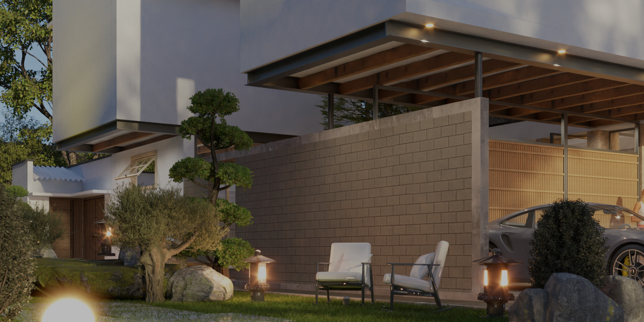 Floating Cubic Minimalist Villa PBR 3D Model 3D model_7