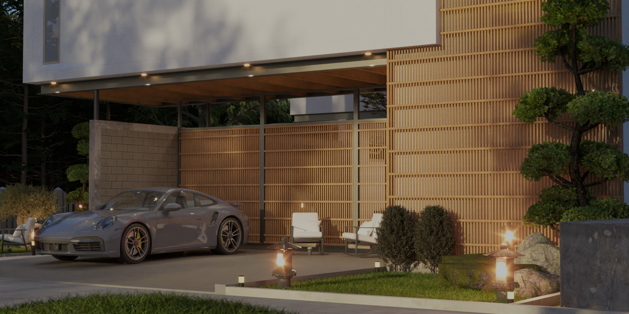 Floating Cubic Minimalist Villa PBR 3D Model 3D model_9