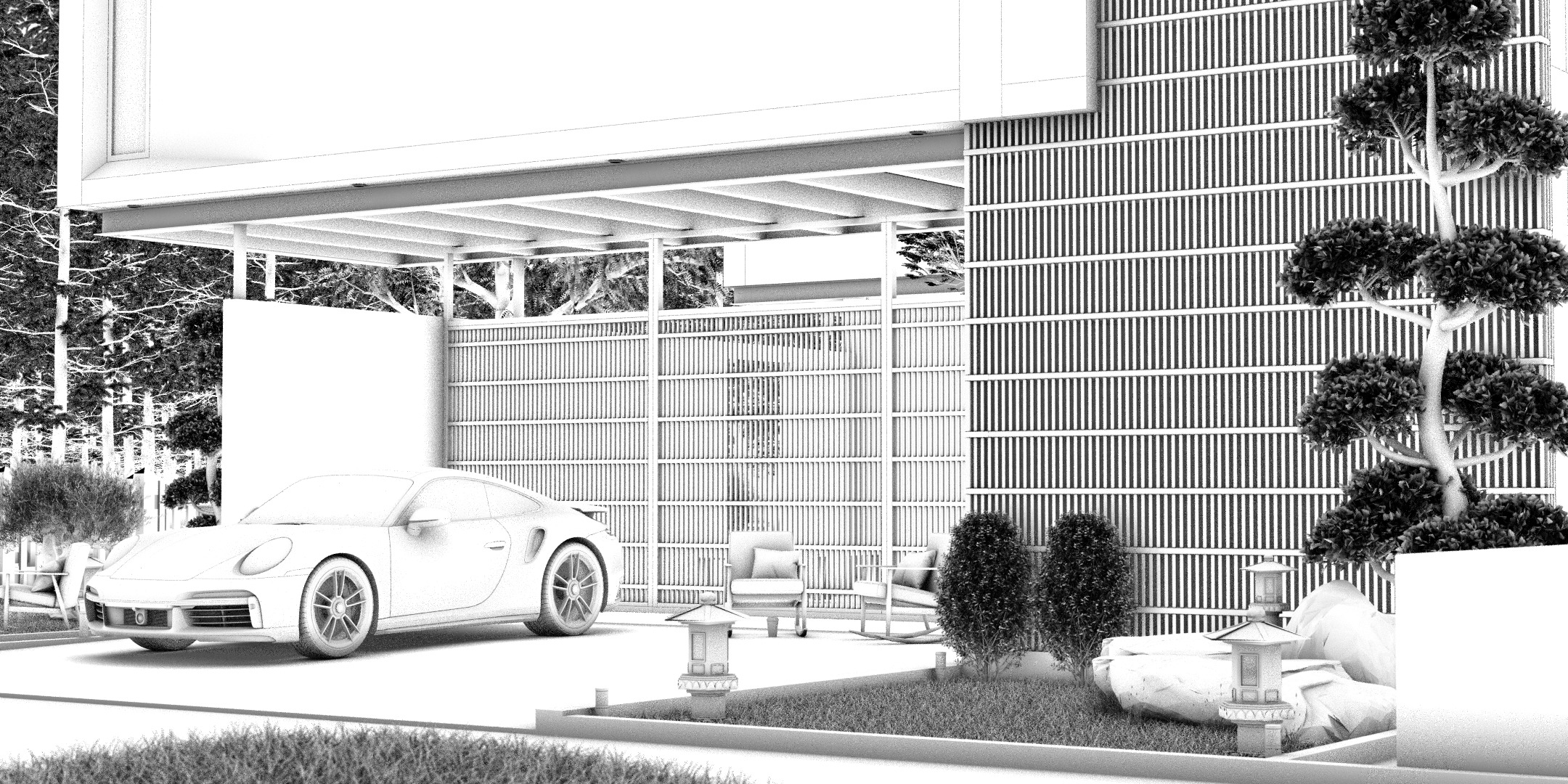 Floating Cubic Minimalist Villa PBR 3D Model 3D model_24